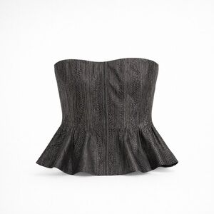 Georgio Armani Borgo 21 spa plisse corset gray snake skin 100% silk US 2-4